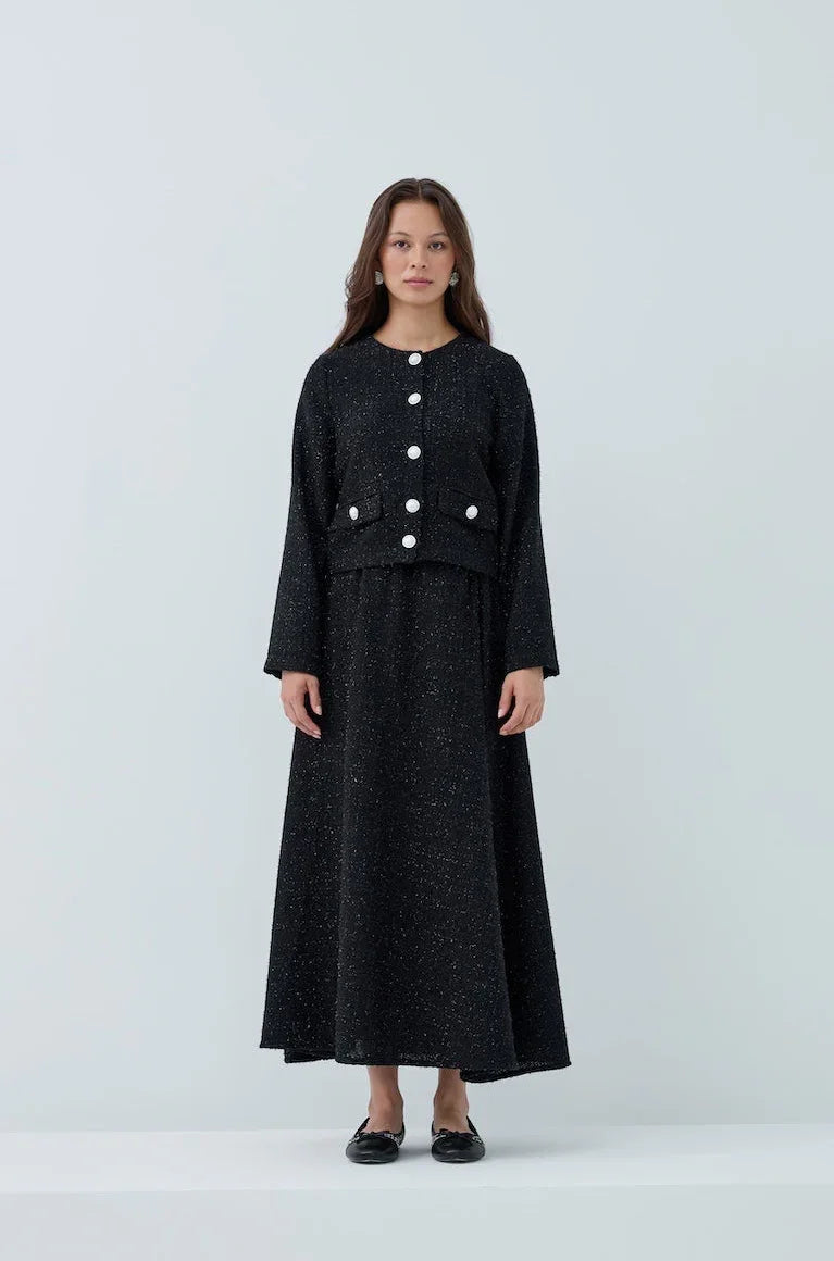 Simli Düğmeli Etek Takım