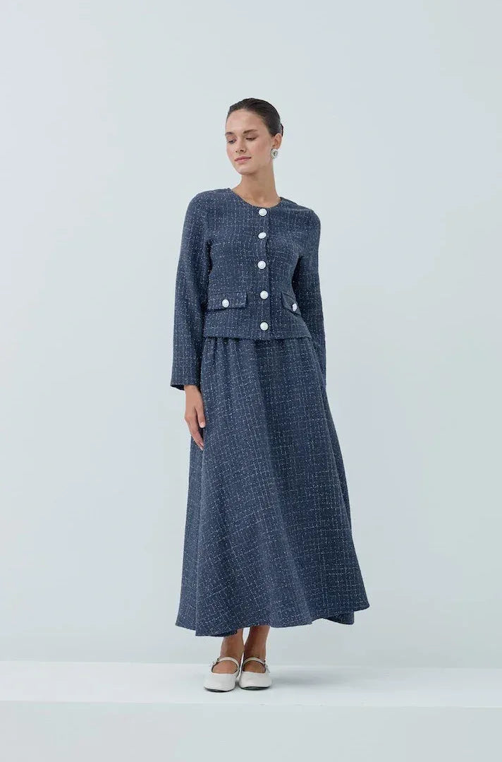 Simli Düğmeli Etek Takım - VIADEL Atelier