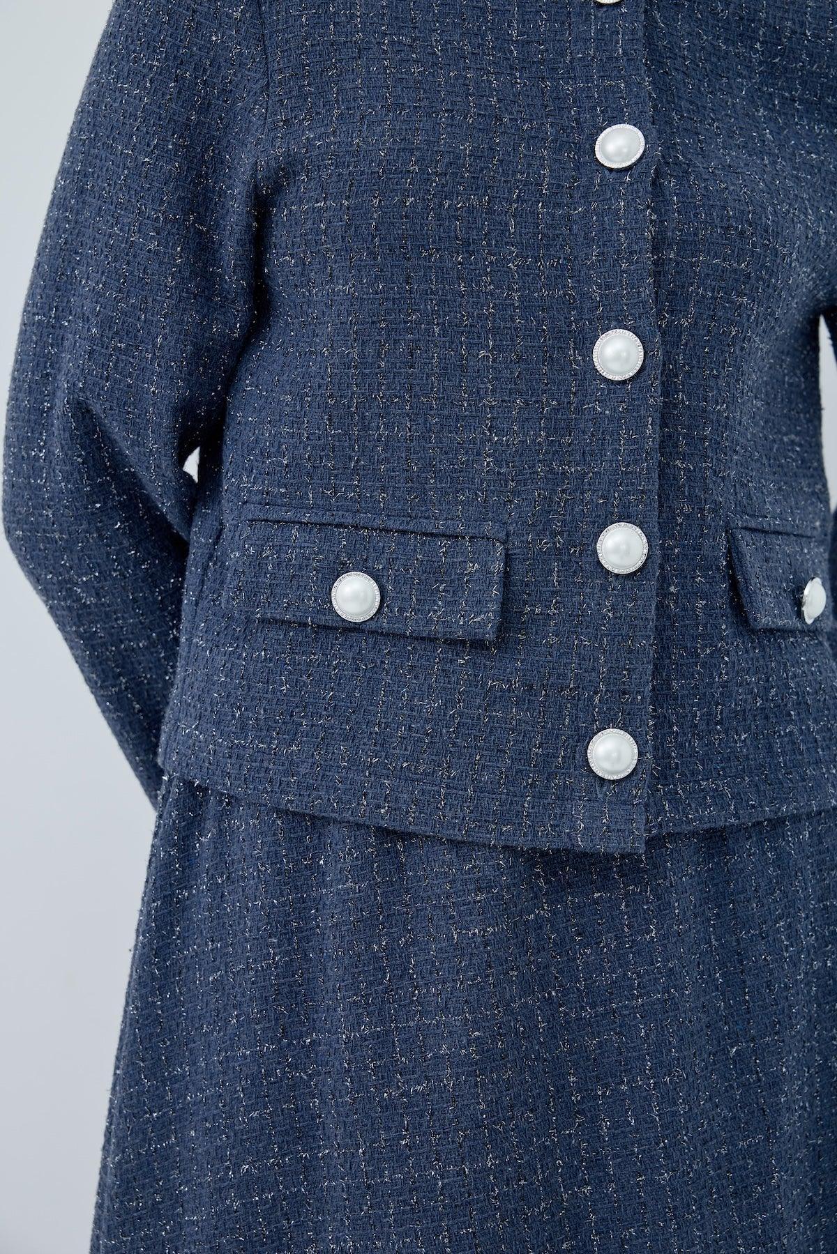 Simli Düğmeli Etek Takım - VIADEL Atelier