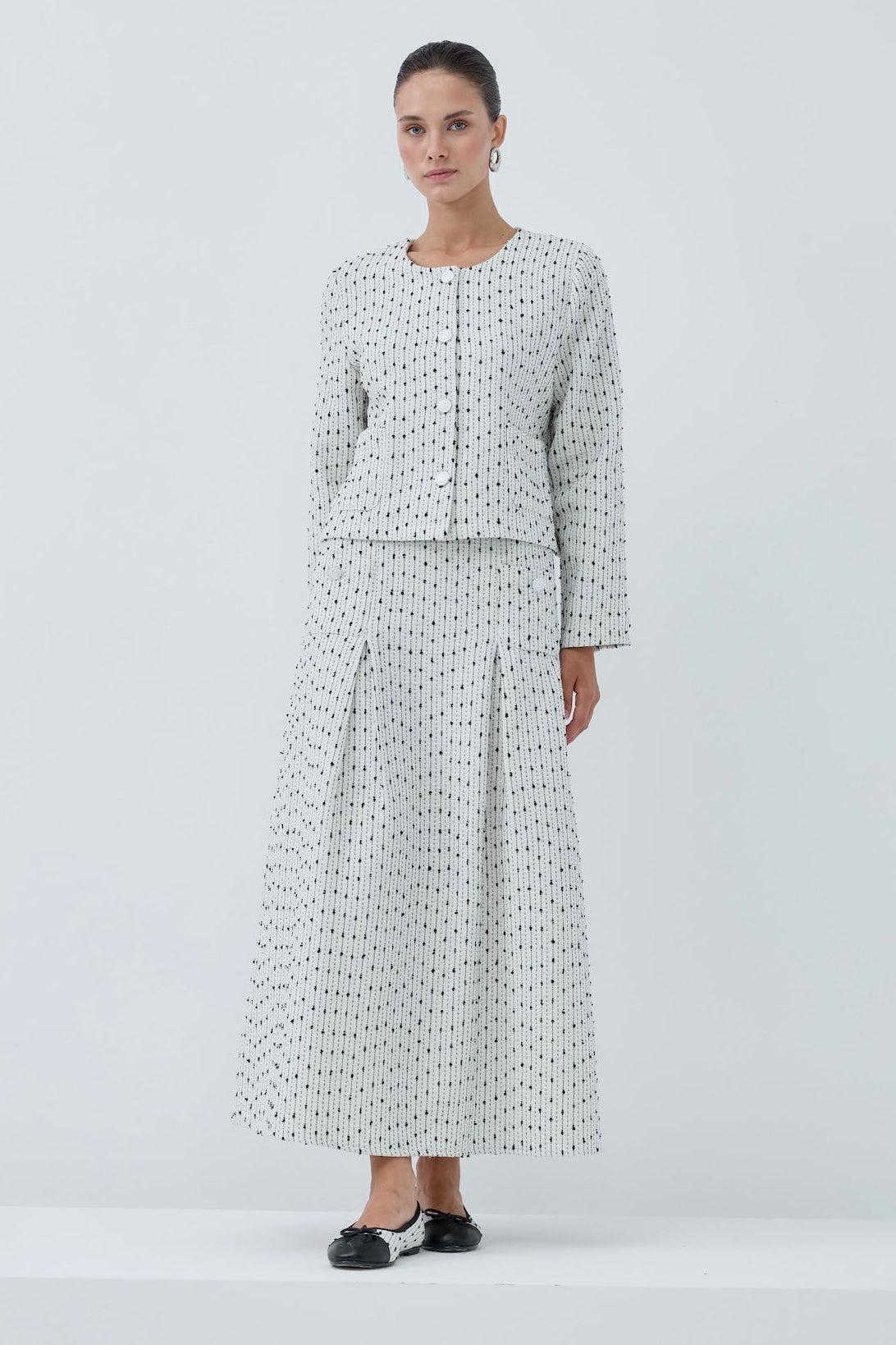 Siyah Beyaz Simli Etek Takım