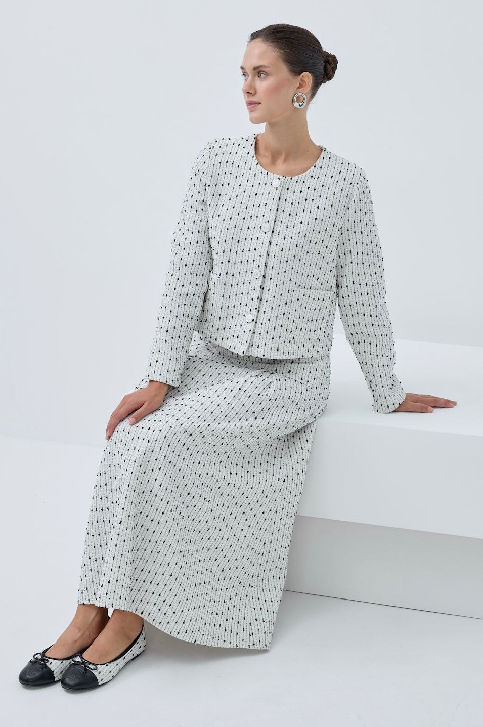Siyah Beyaz Simli Etek Takım