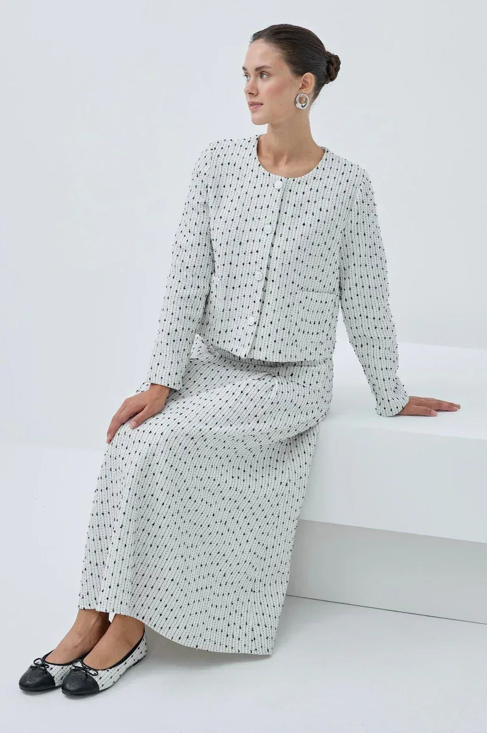 Siyah Beyaz Simli Etek Takım - VIADEL Atelier
