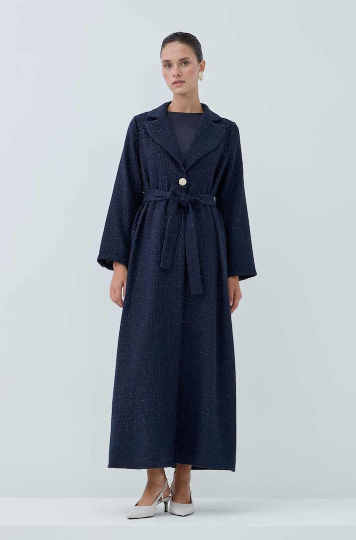 Önü Kuşaklı Simli Abaya