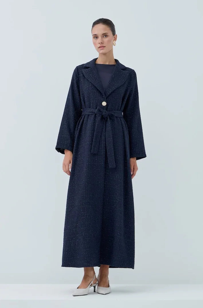 Önü Kuşaklı Simli Abaya