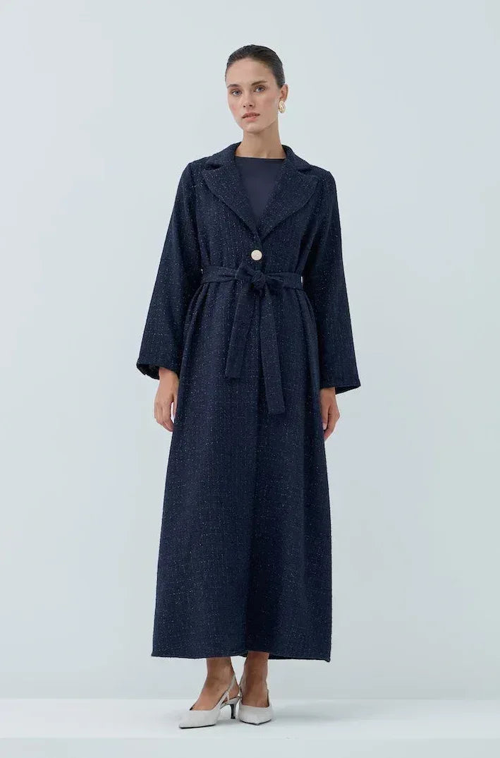 Önü Kuşaklı Simli Abaya - VIADEL Atelier