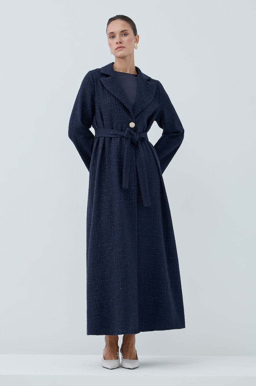 Önü Kuşaklı Simli Abaya