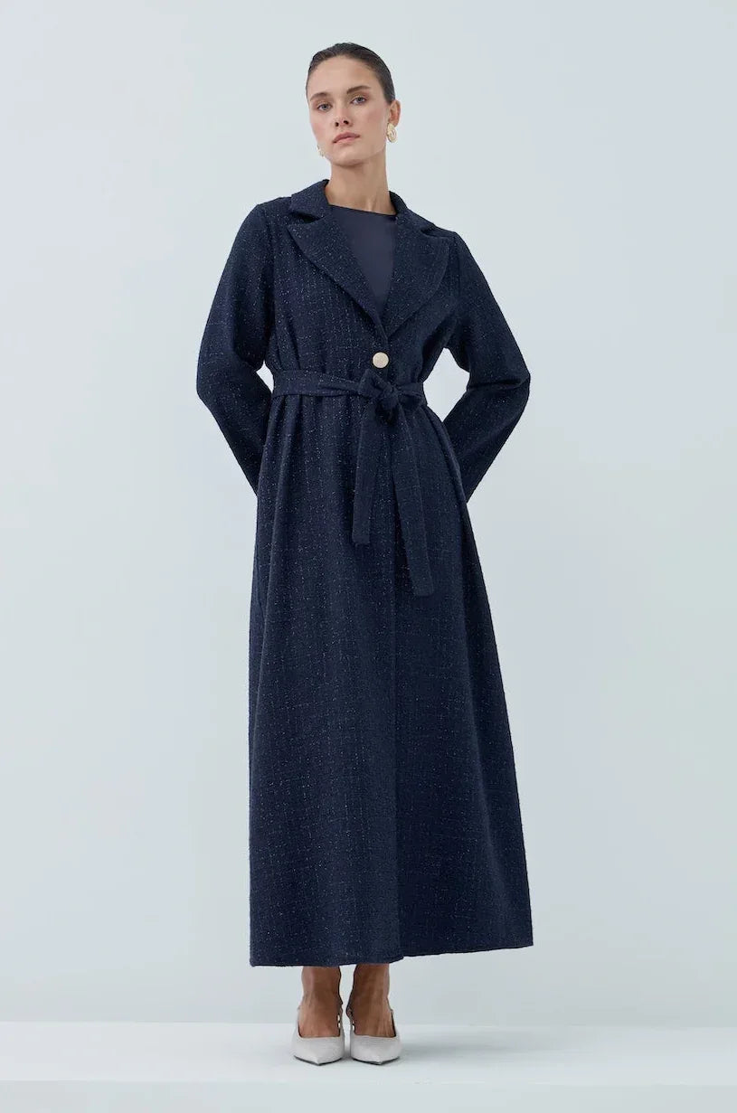 Önü Kuşaklı Simli Abaya - VIADEL Atelier