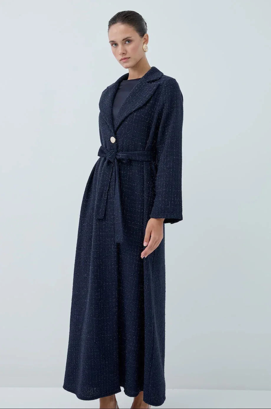 Önü Kuşaklı Simli Abaya - VIADEL Atelier