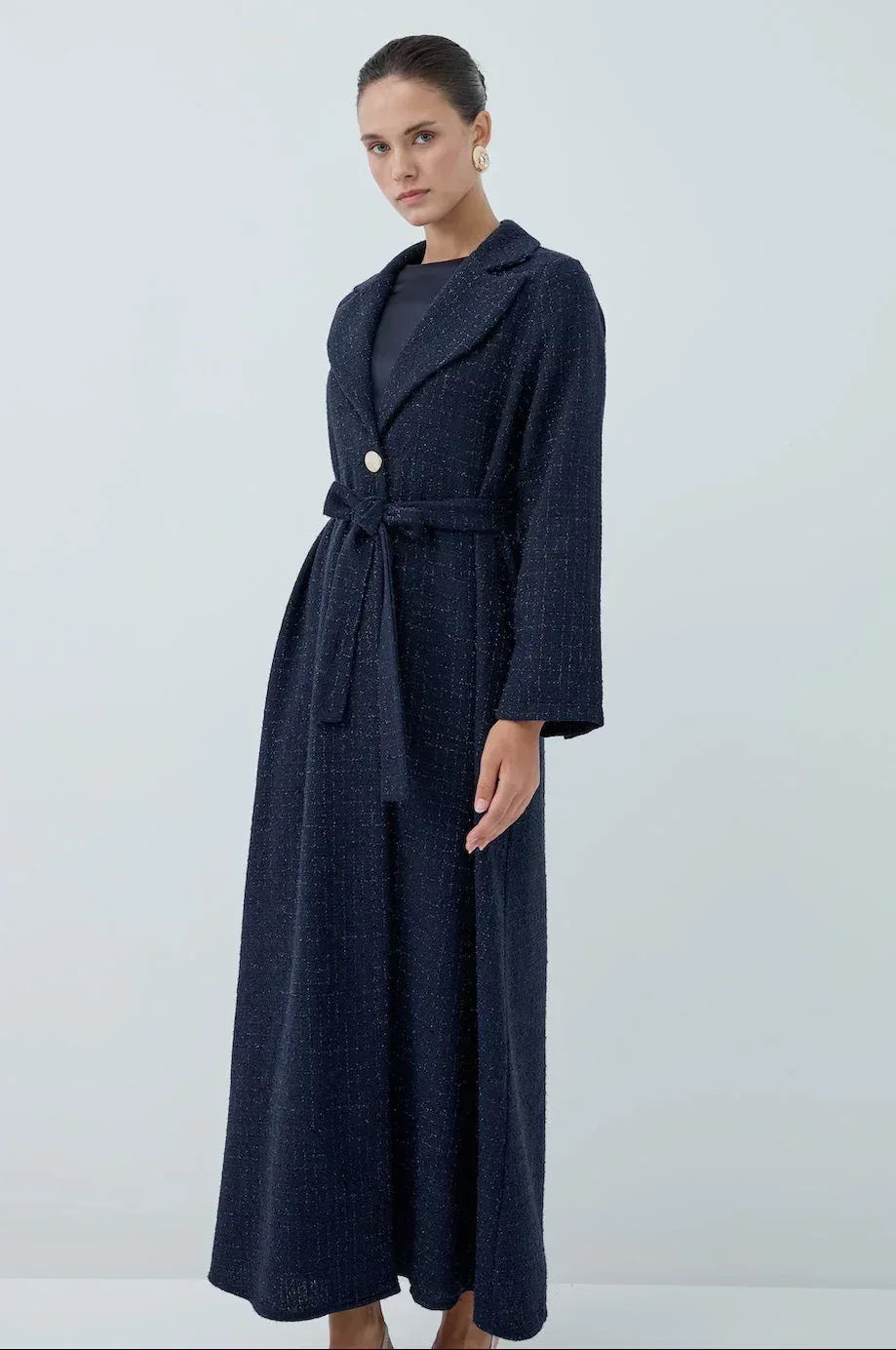 Önü Kuşaklı Simli Abaya - VIADEL Atelier