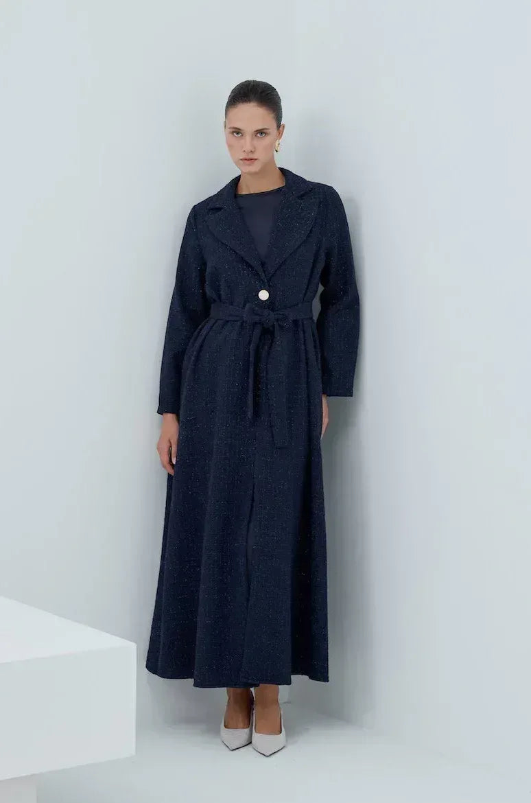 Önü Kuşaklı Simli Abaya - VIADEL Atelier