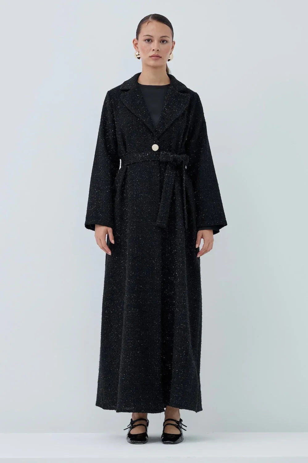 Önü Kuşaklı Simli Abaya - VIADEL Atelier