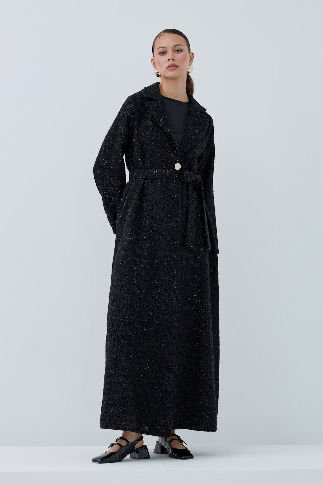 Önü Kuşaklı Simli Abaya