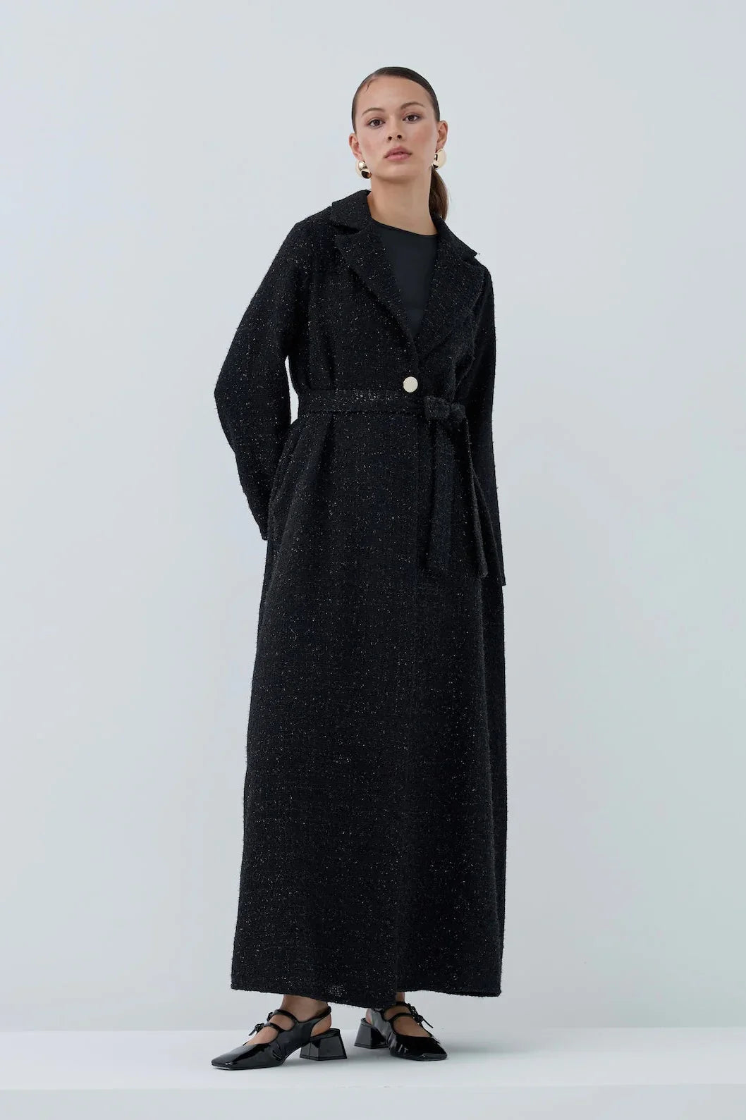 Önü Kuşaklı Simli Abaya