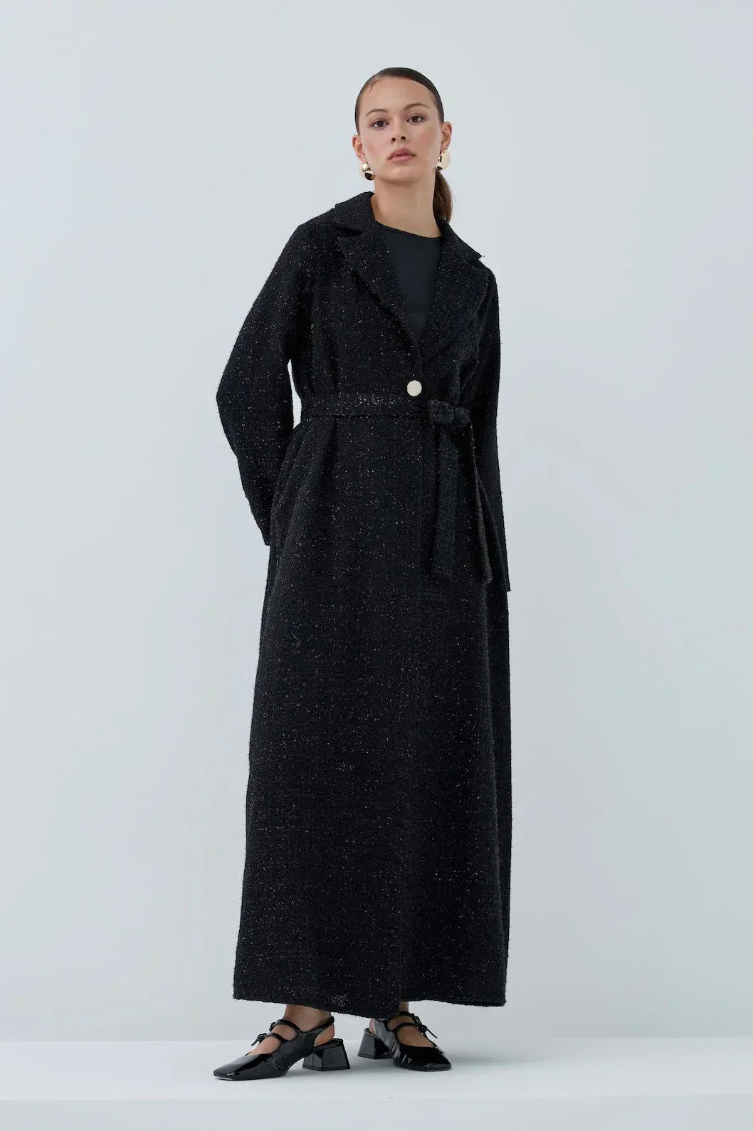 Önü Kuşaklı Simli Abaya - VIADEL Atelier