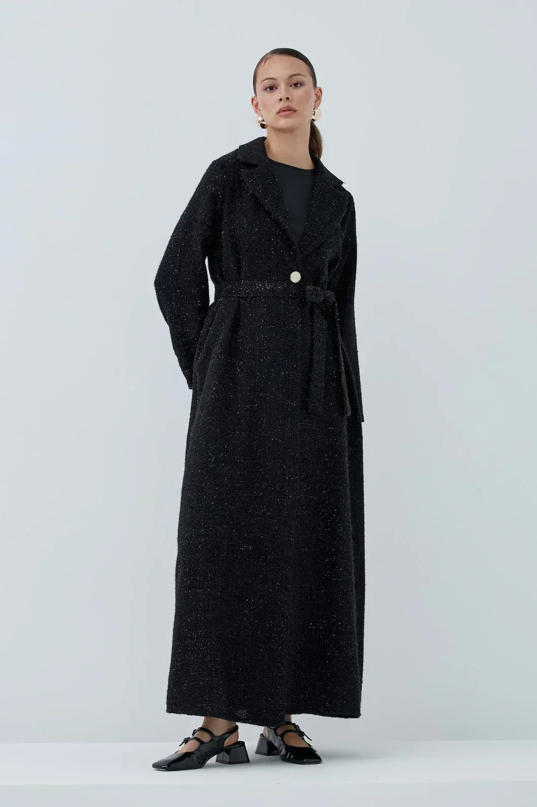 Önü Kuşaklı Simli Abaya - VIADEL Atelier