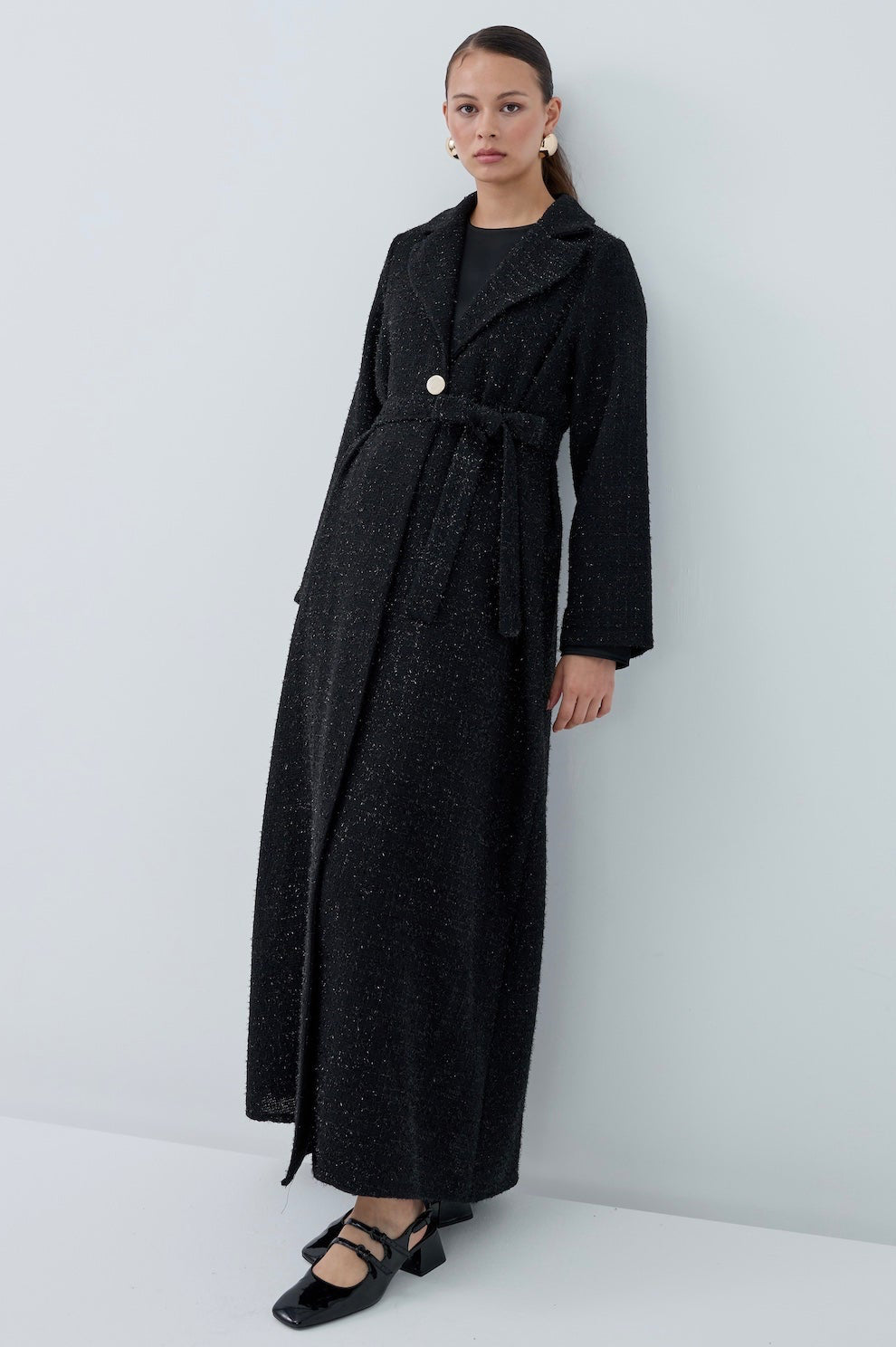 Önü Kuşaklı Simli Abaya