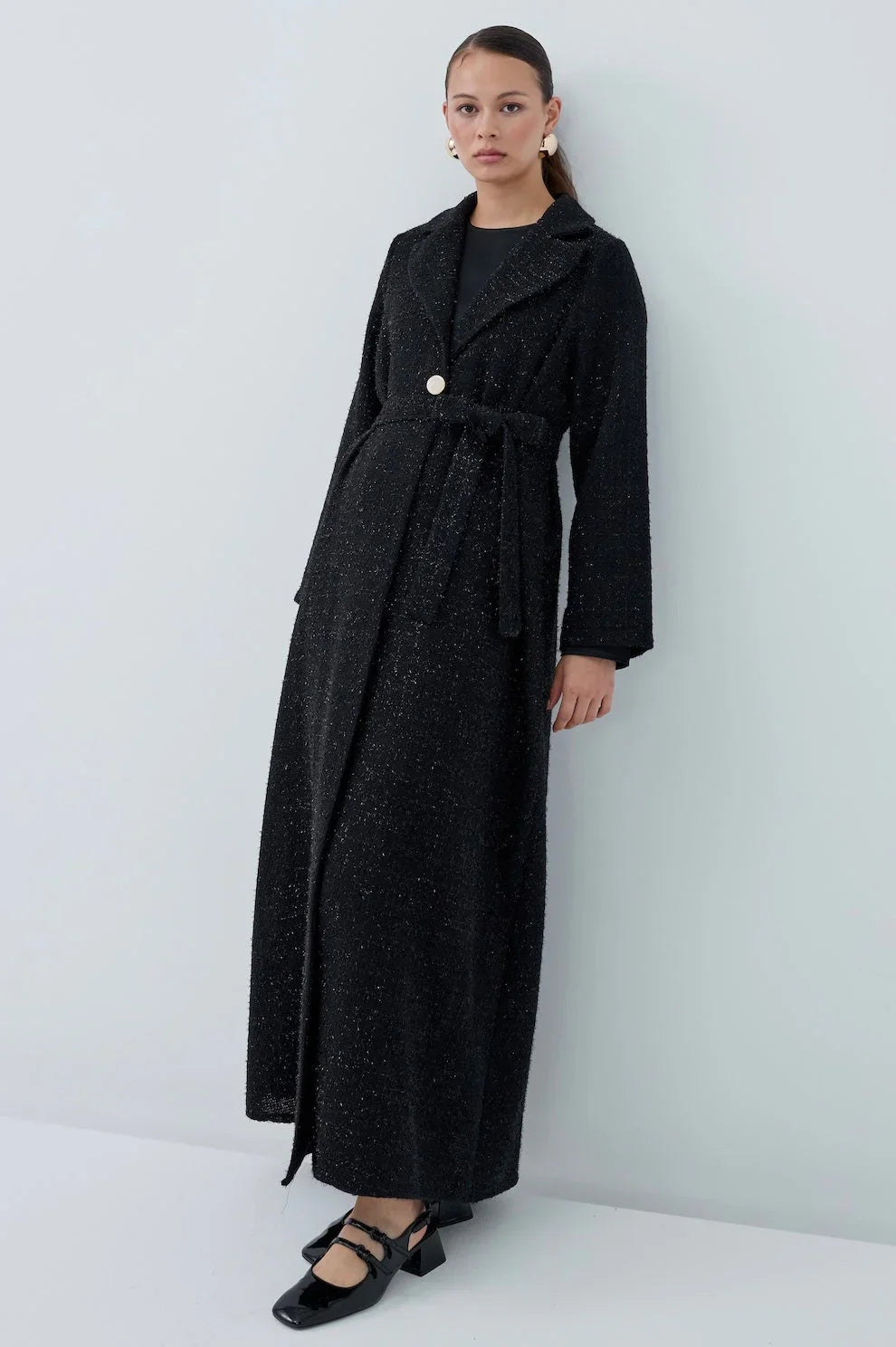 Önü Kuşaklı Simli Abaya