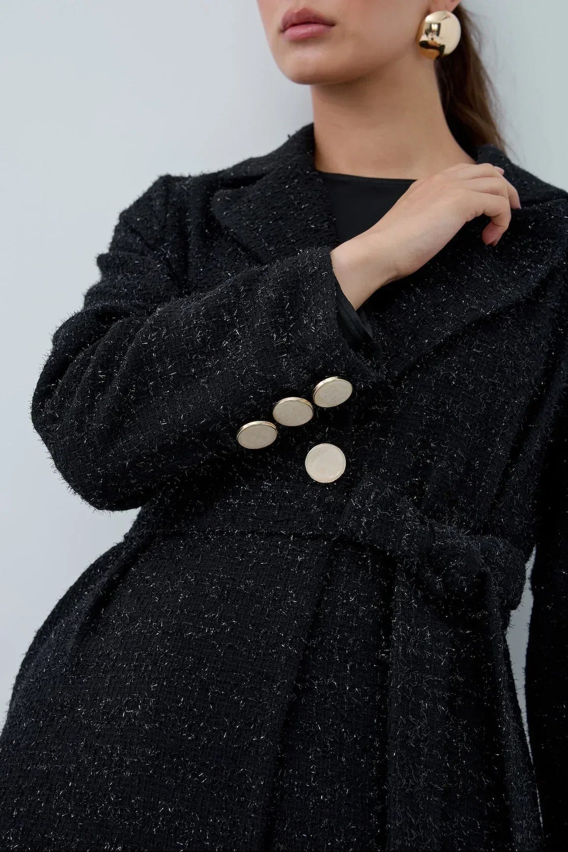 Önü Kuşaklı Simli Abaya - VIADEL Atelier