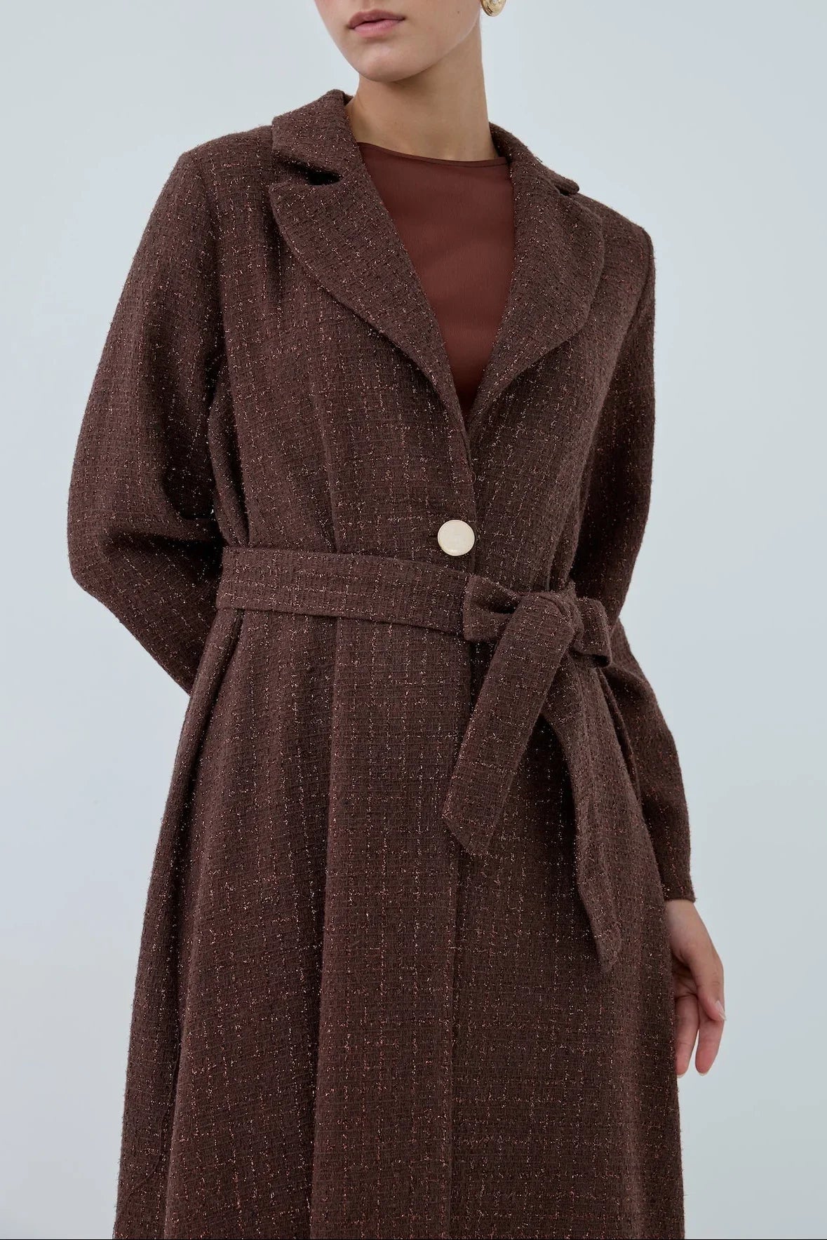 Önü Kuşaklı Simli Abaya