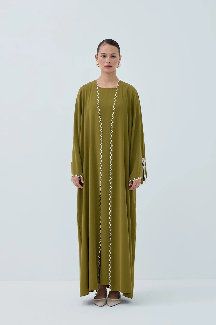 Lazer Nakışlı Abaya Takım