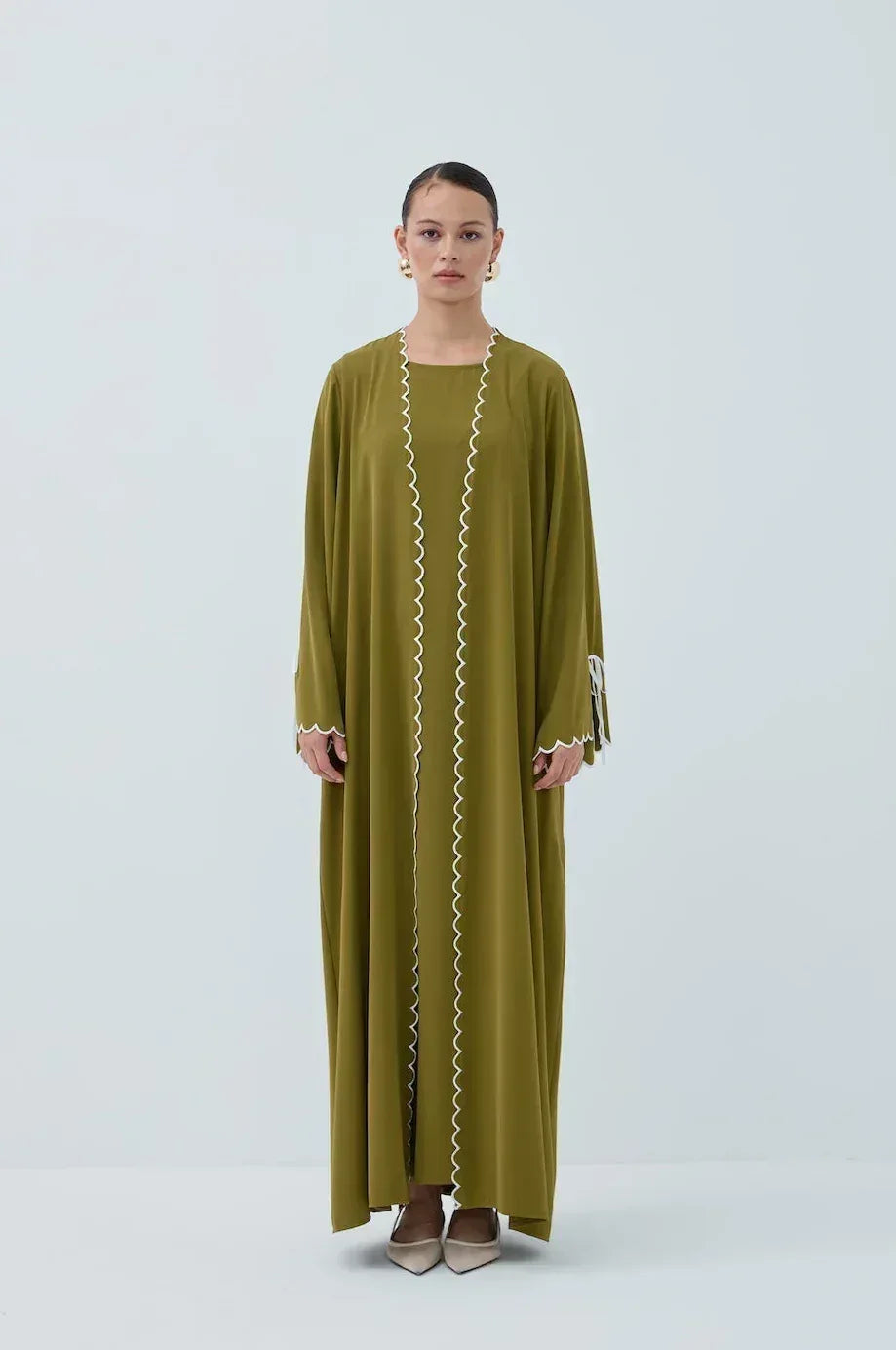 Lazer Nakışlı Abaya Takım - VIADEL Atelier