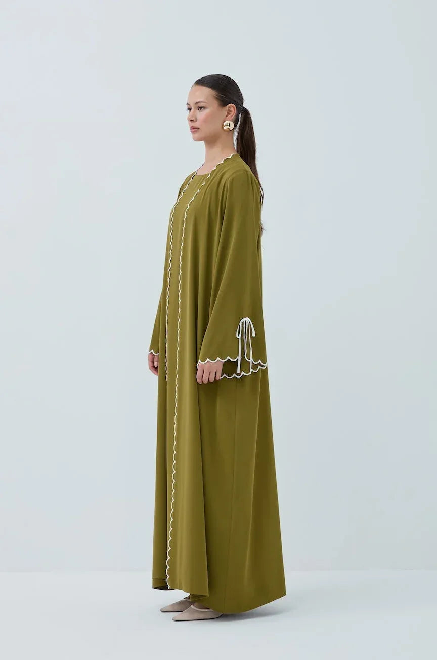 Lazer Nakışlı Abaya Takım - VIADEL Atelier