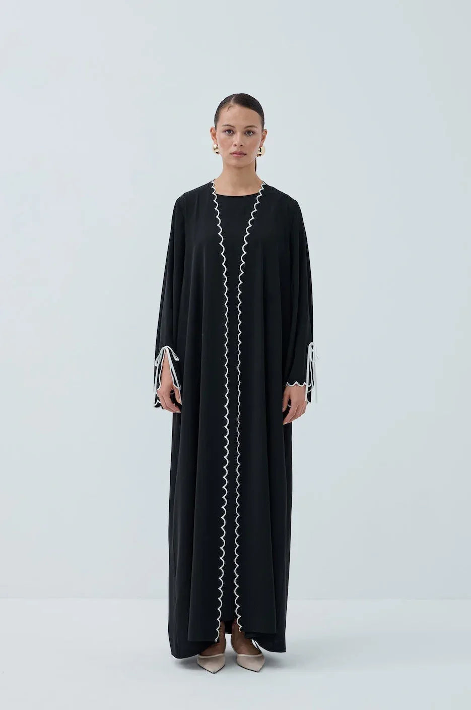 Lazer Nakışlı Abaya Takım - VIADEL Atelier