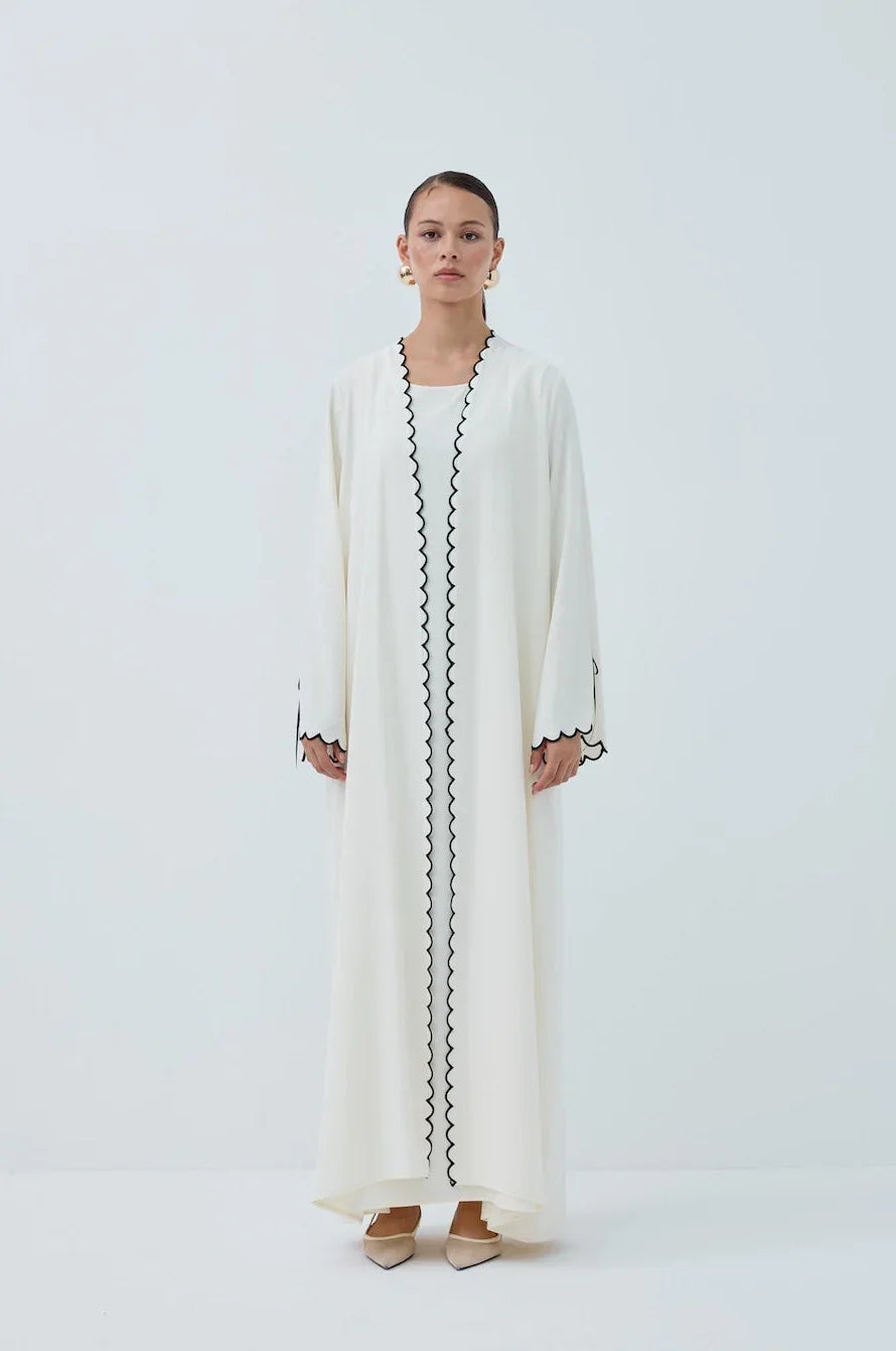 Lazer Nakışlı Abaya Takım