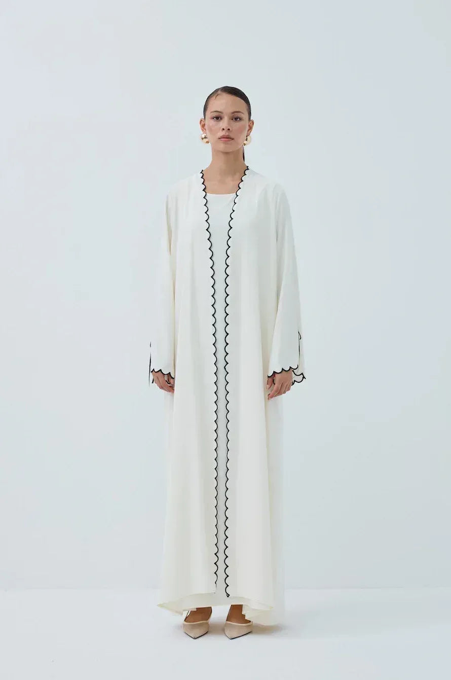 Lazer Nakışlı Abaya Takım - VIADEL Atelier