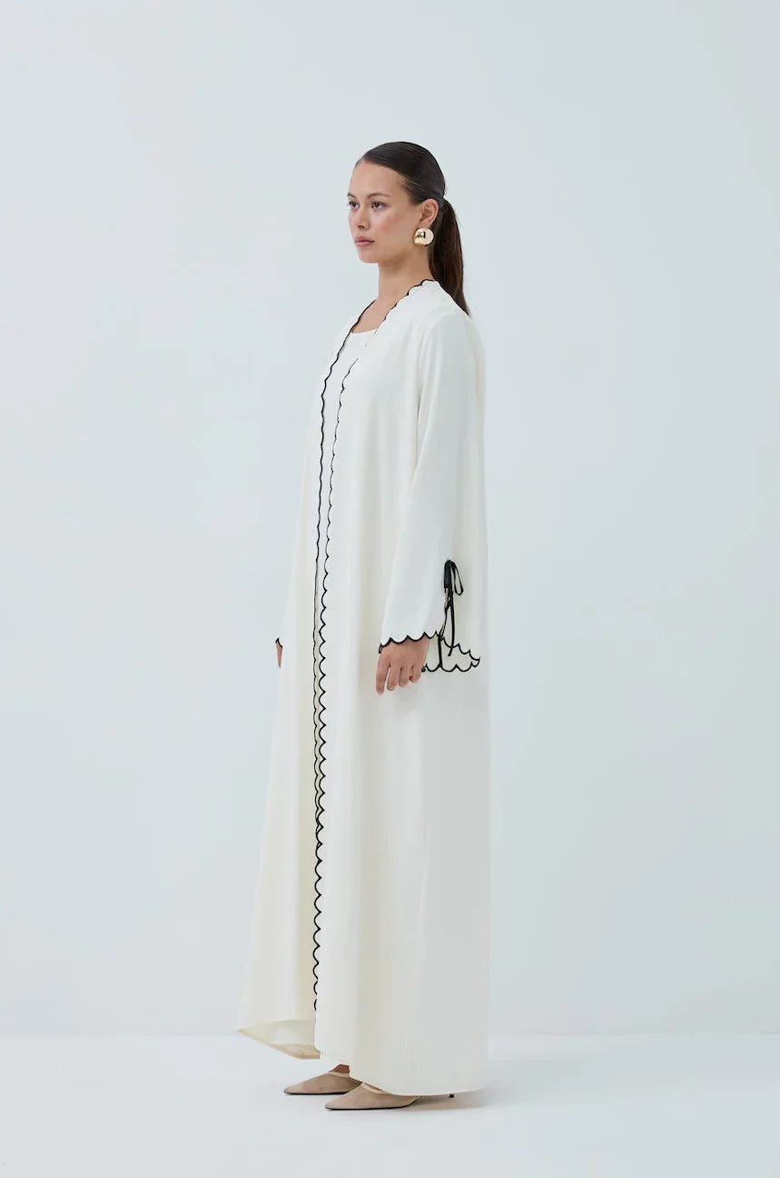 Lazer Nakışlı Abaya Takım