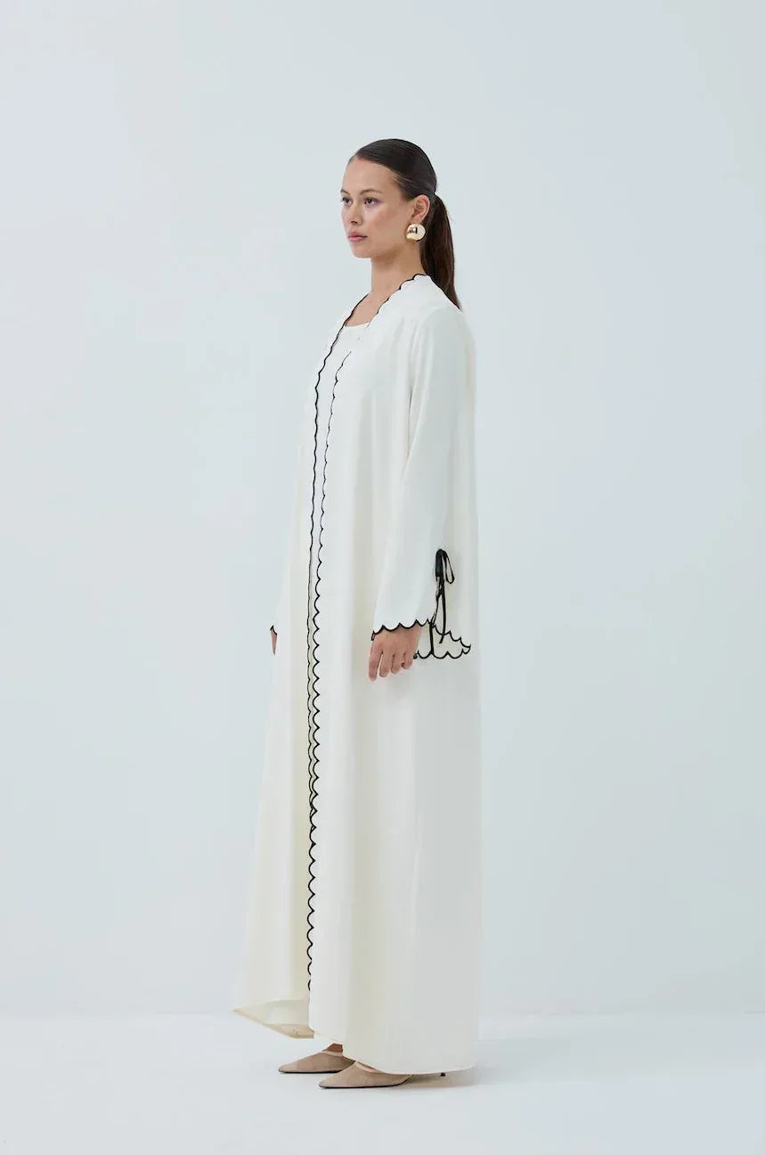 Lazer Nakışlı Abaya Takım - VIADEL Atelier