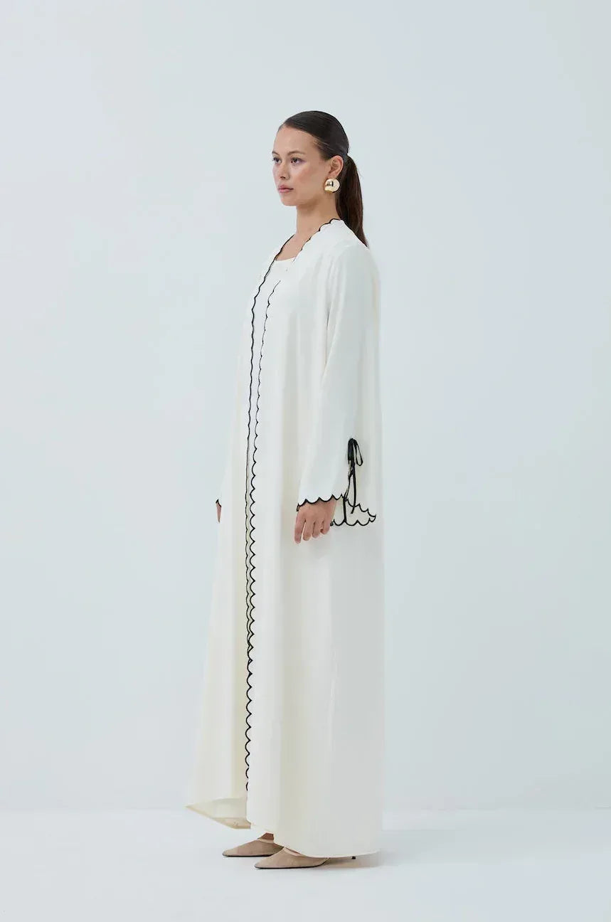 Lazer Nakışlı Abaya Takım - VIADEL Atelier