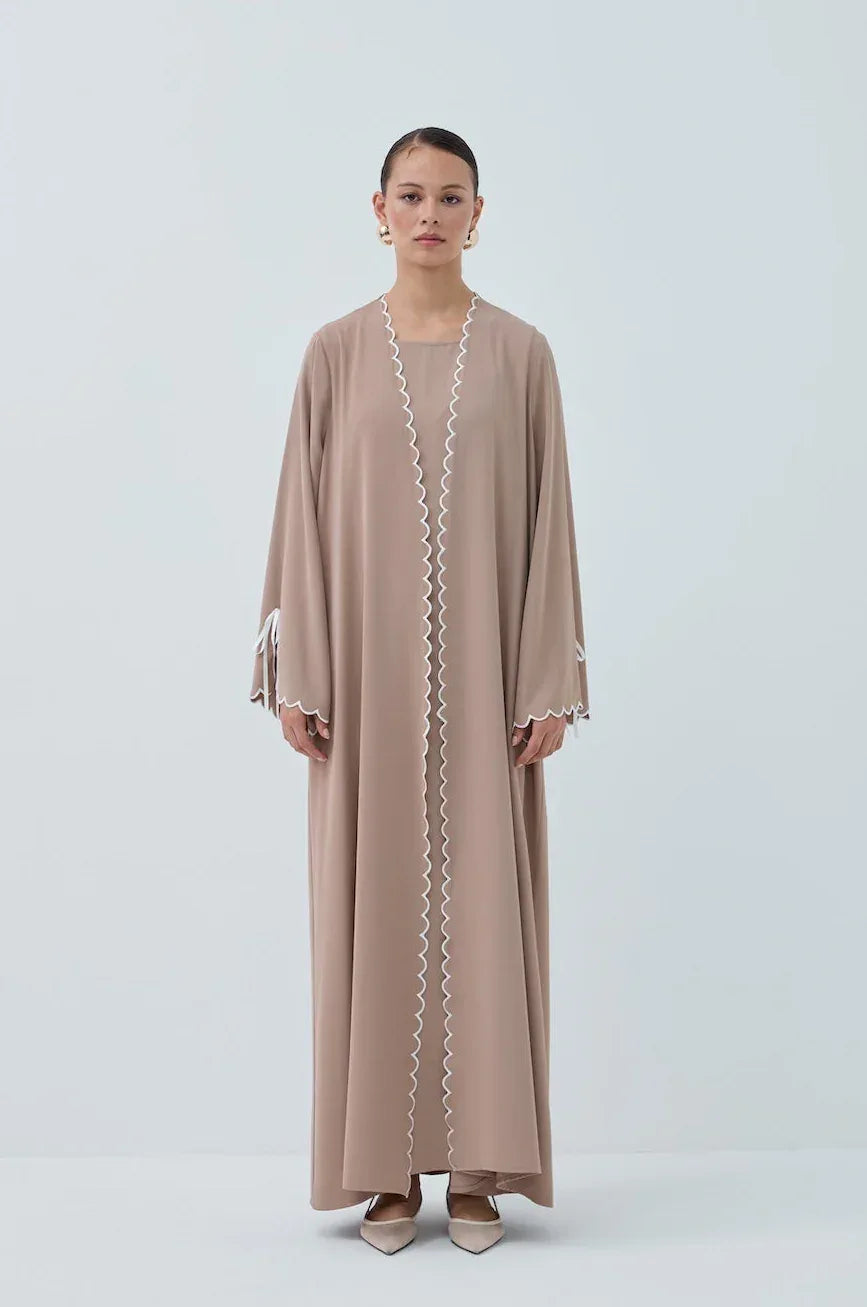 Lazer Nakışlı Abaya Takım - VIADEL Atelier