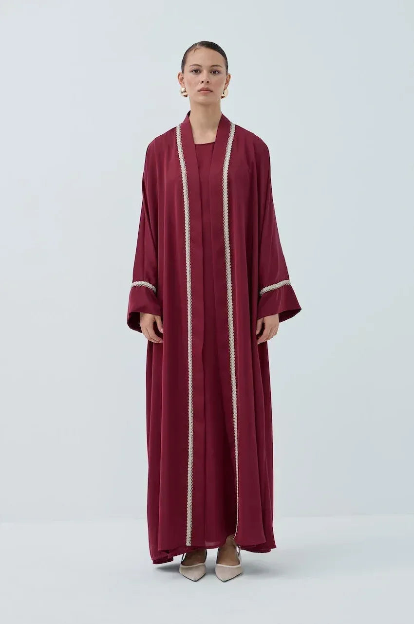 Taş Şeritli Nida Abaya Takım - VIADEL Atelier