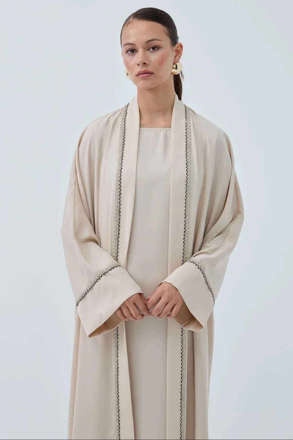 Taş Şeritli Nida Abaya Takım - VIADEL Atelier