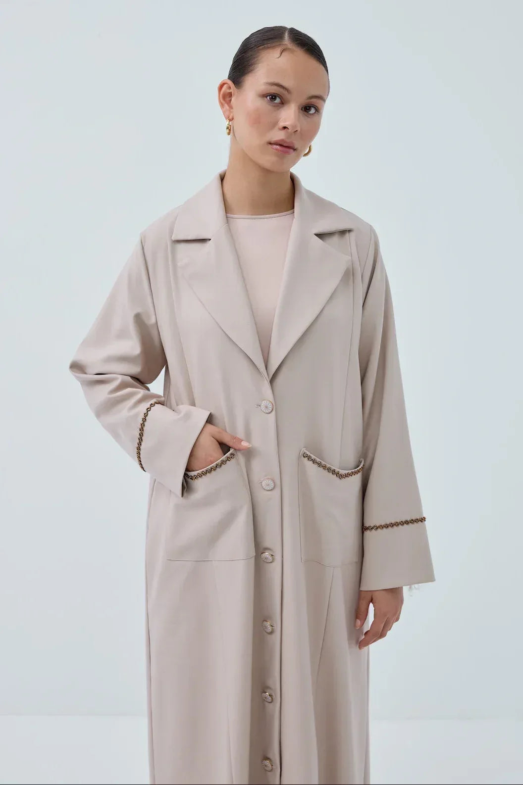 Cepli Boncuk Detay Abaya - VIADEL Atelier