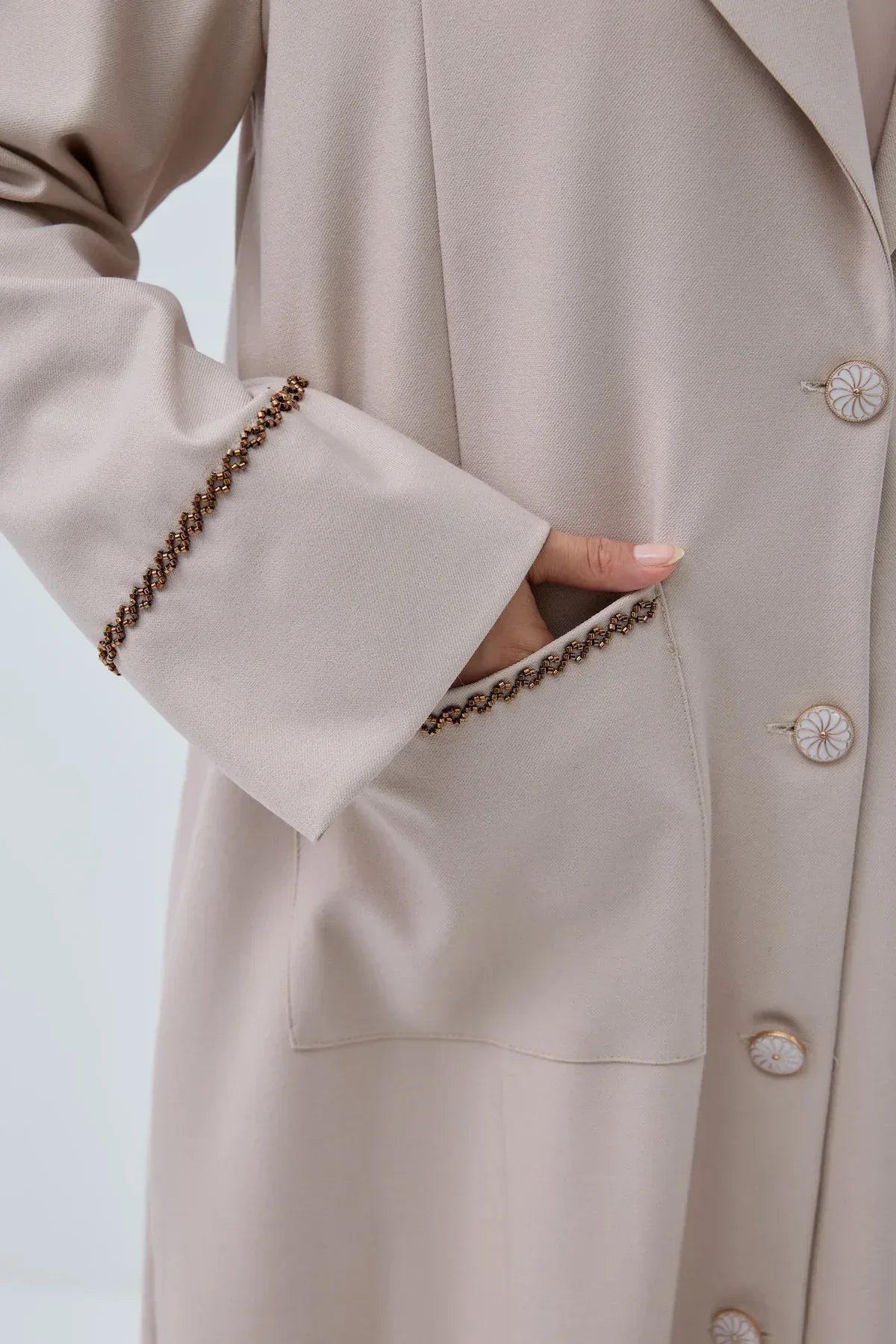 Cepli Boncuk Detay Abaya - VIADEL Atelier