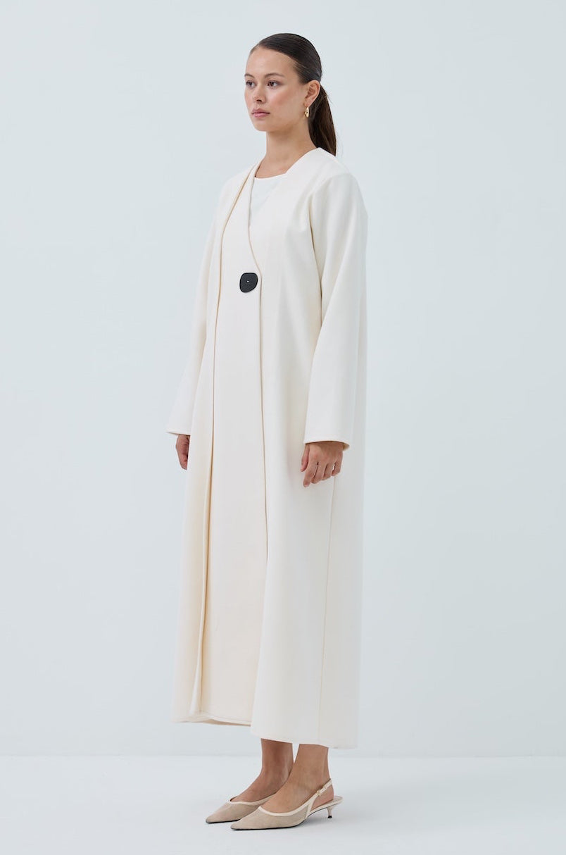 Tek Düğmeli Kış Kaşe Abaya