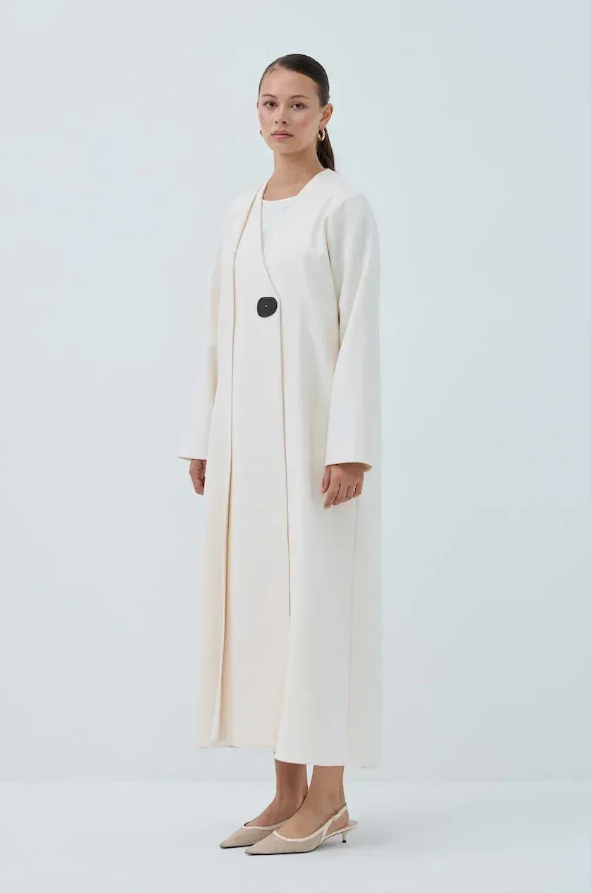 Tek Düğmeli Kış Kaşe Abaya - VIADEL Atelier