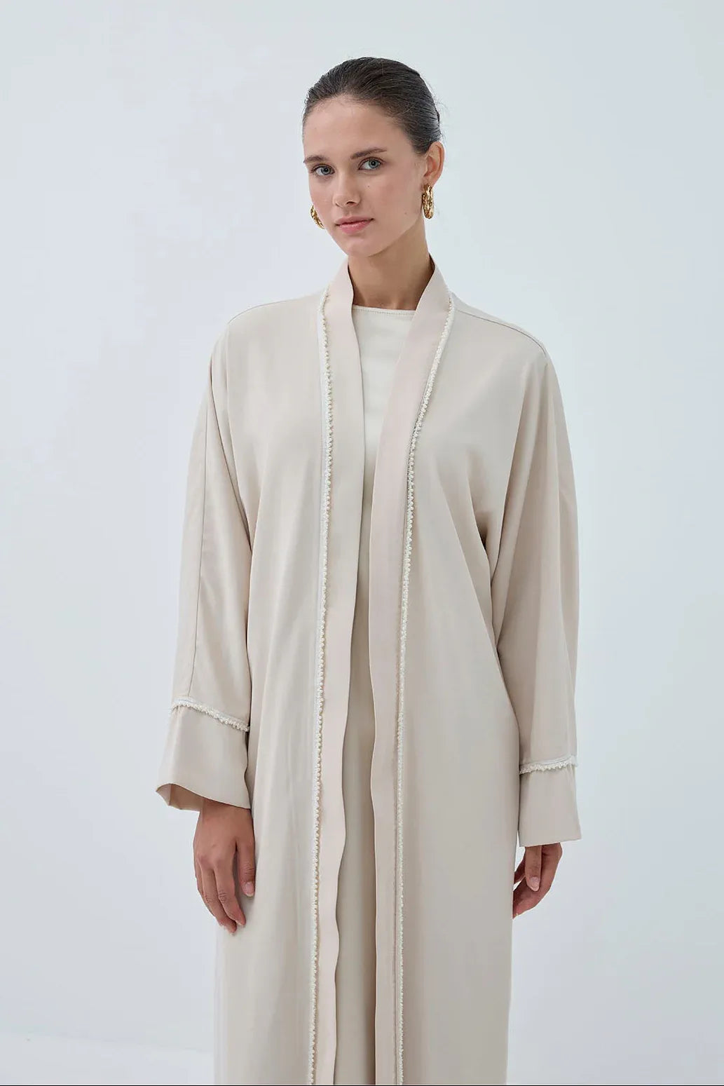 İnci Şerit İşlemeli Nida Abaya - VIADEL Atelier