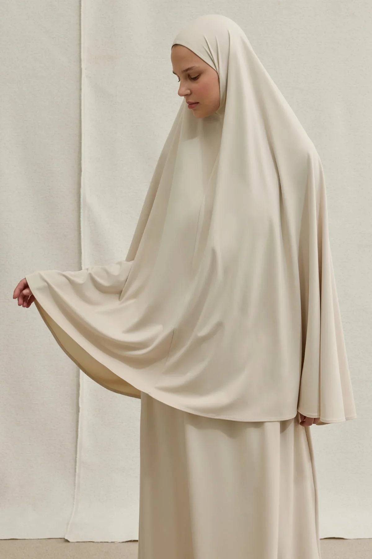 Harem Fluid Khimar Stone Two-Piece Set