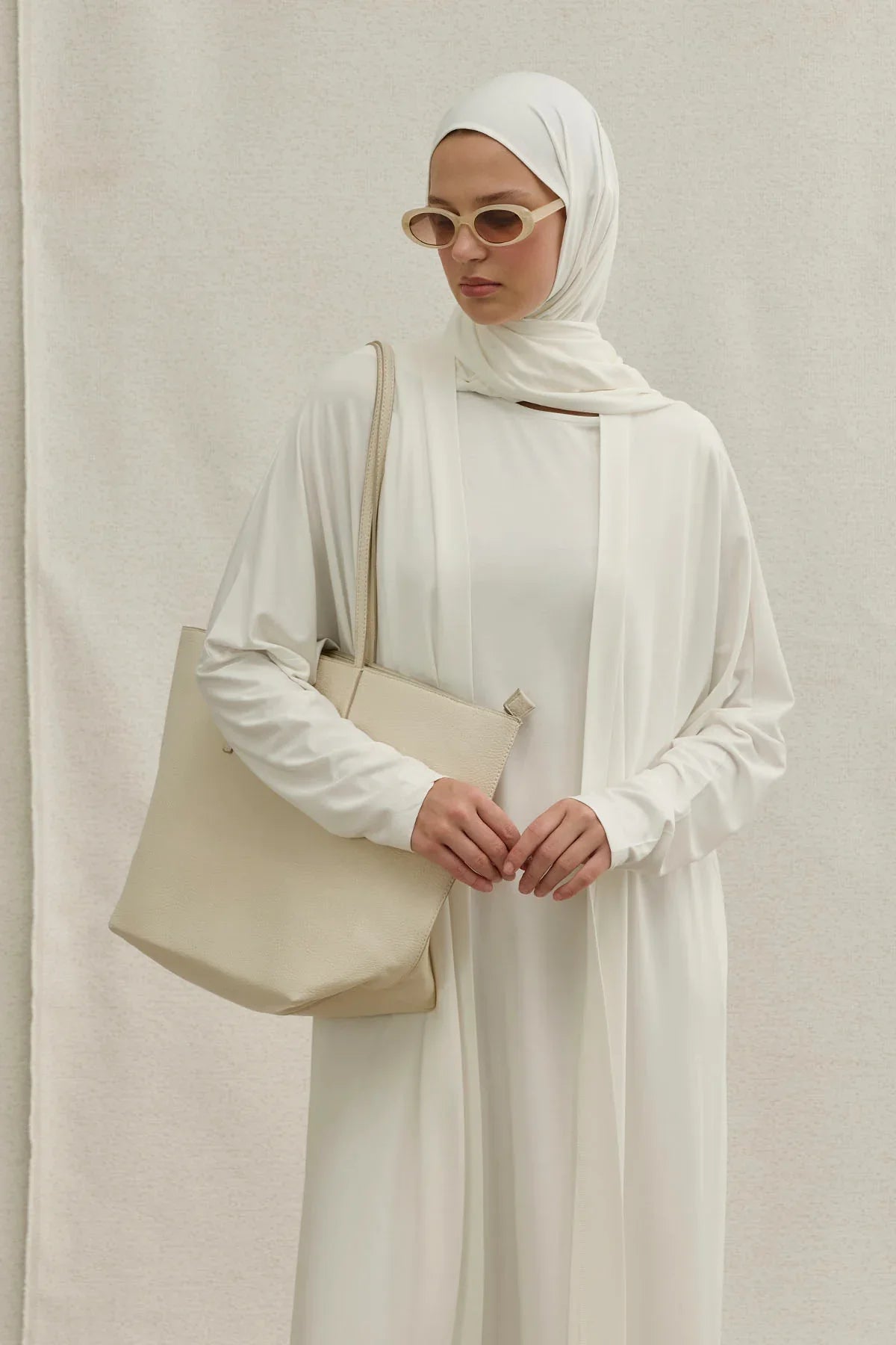 Active Modest Sports White Two-Piece Abaya Set