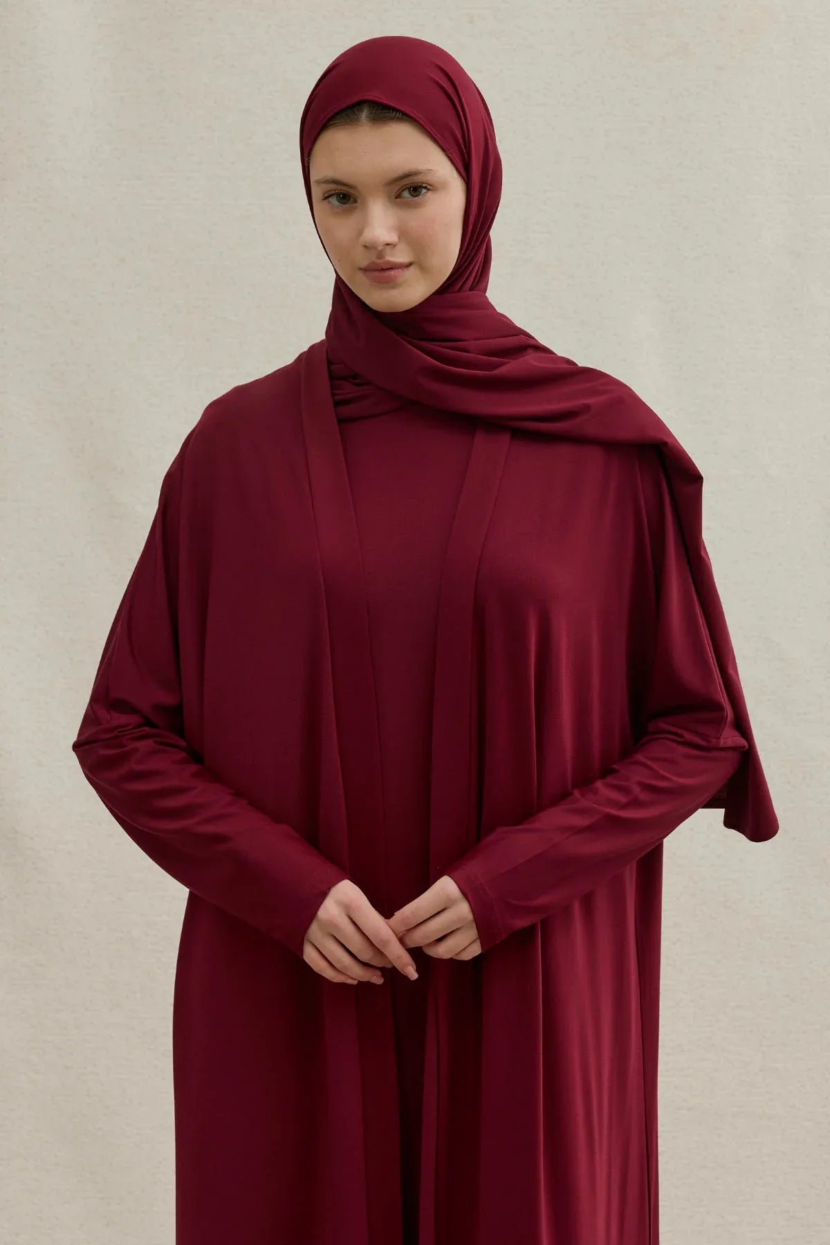 Active Modest Sports Burgundy Two-Piece Abaya Set