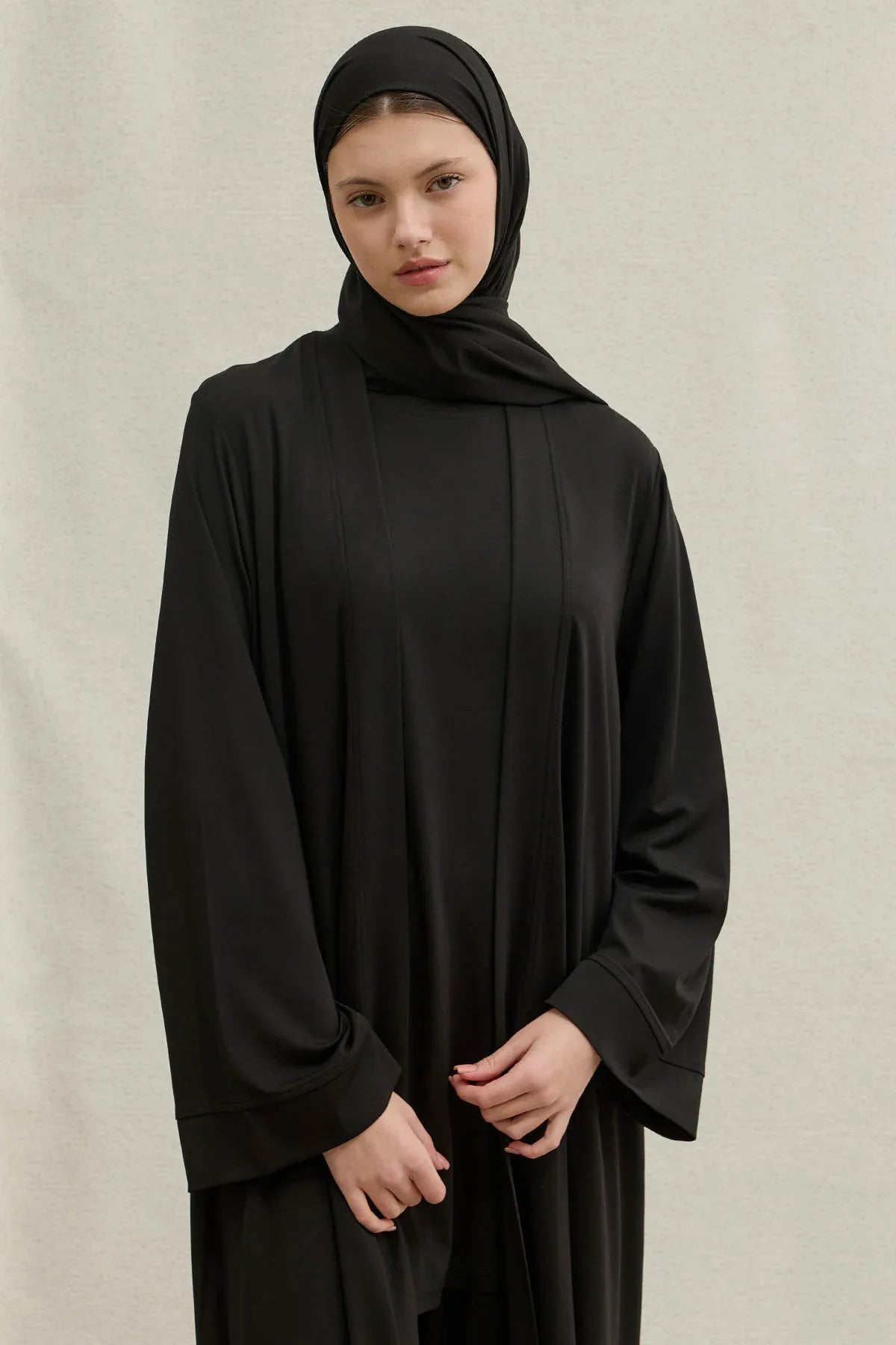 Active Modest Sporty Black Three-Piece Abaya Set