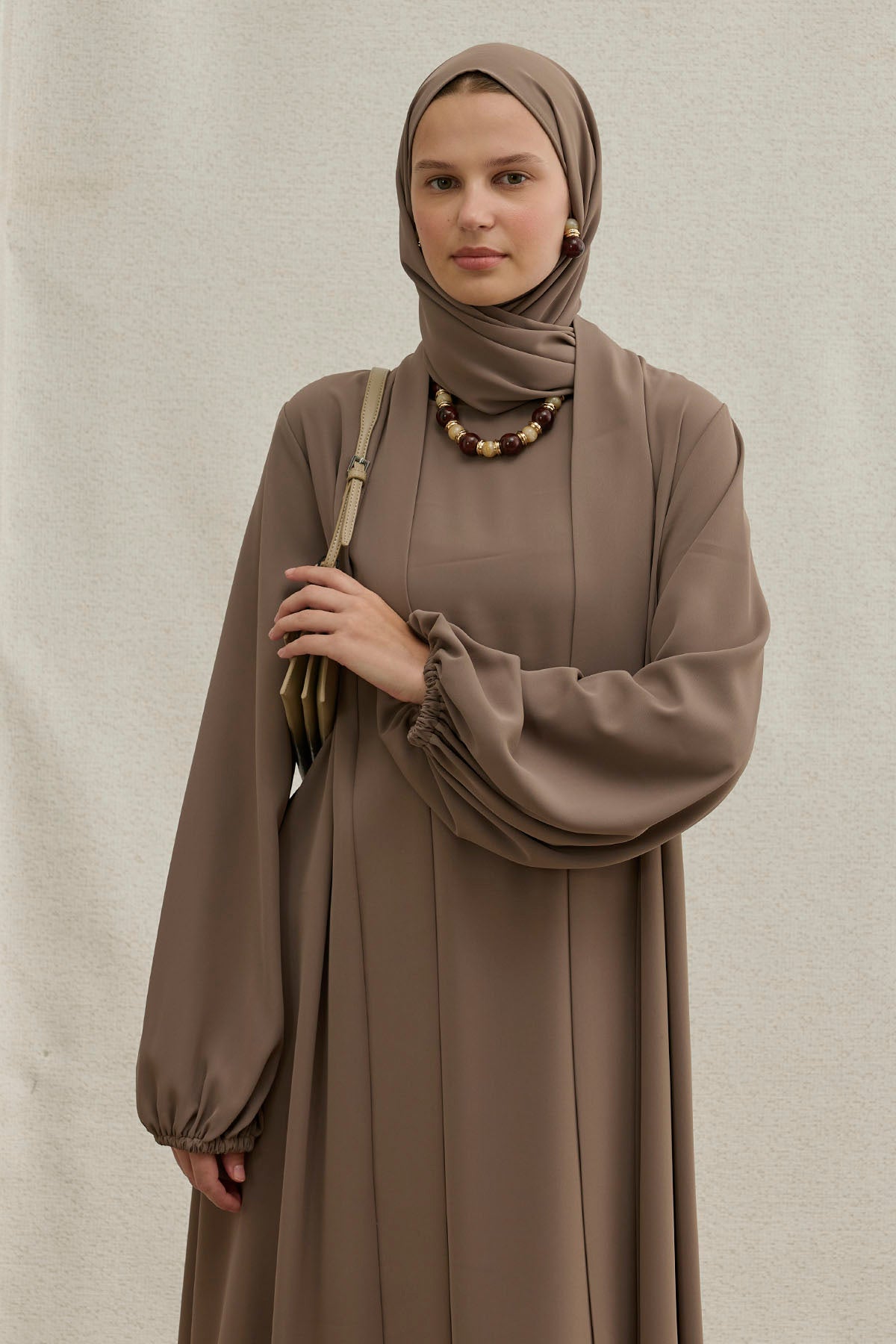 İkili Özel Dökümlü Vizon Abaya Takım