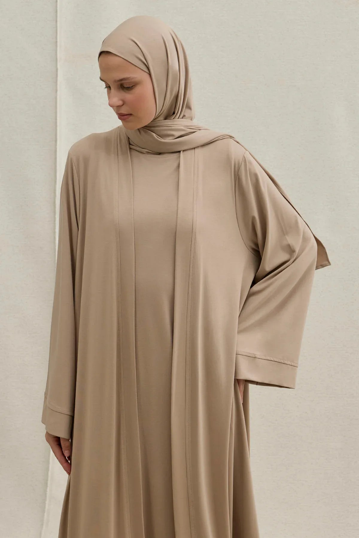 Active Modest Spor Geniş Kol Vizon İkili Abaya Takım