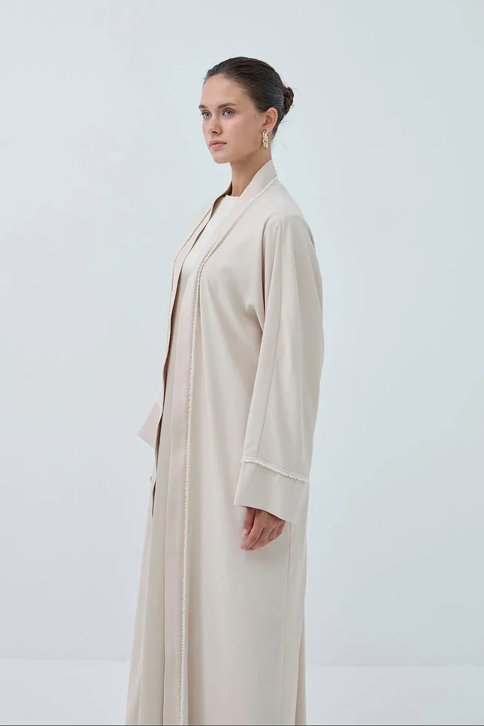 İnci Şerit İşlemeli Nida Abaya - VIADEL Atelier