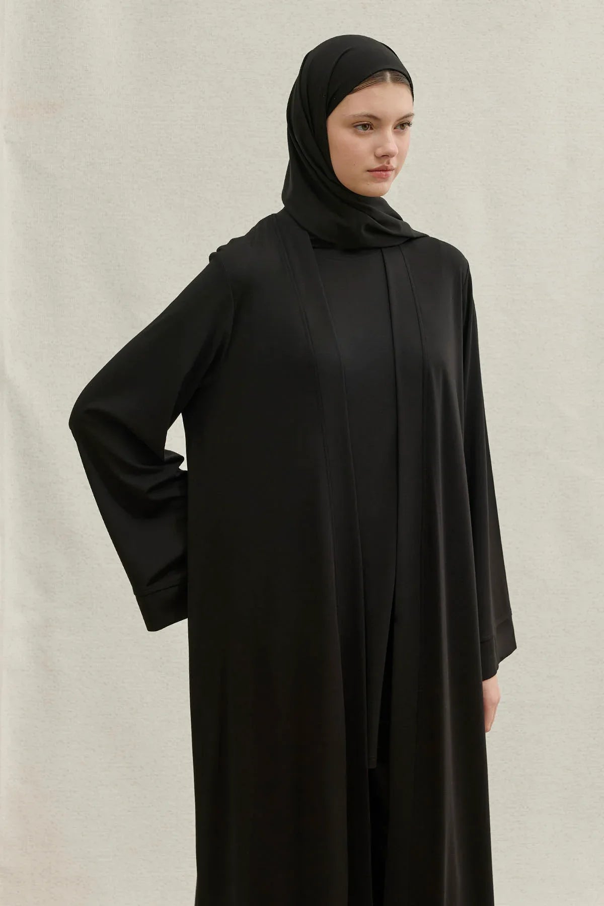 Actıve Modest Spor Siyah Üçlü Abaya Takım