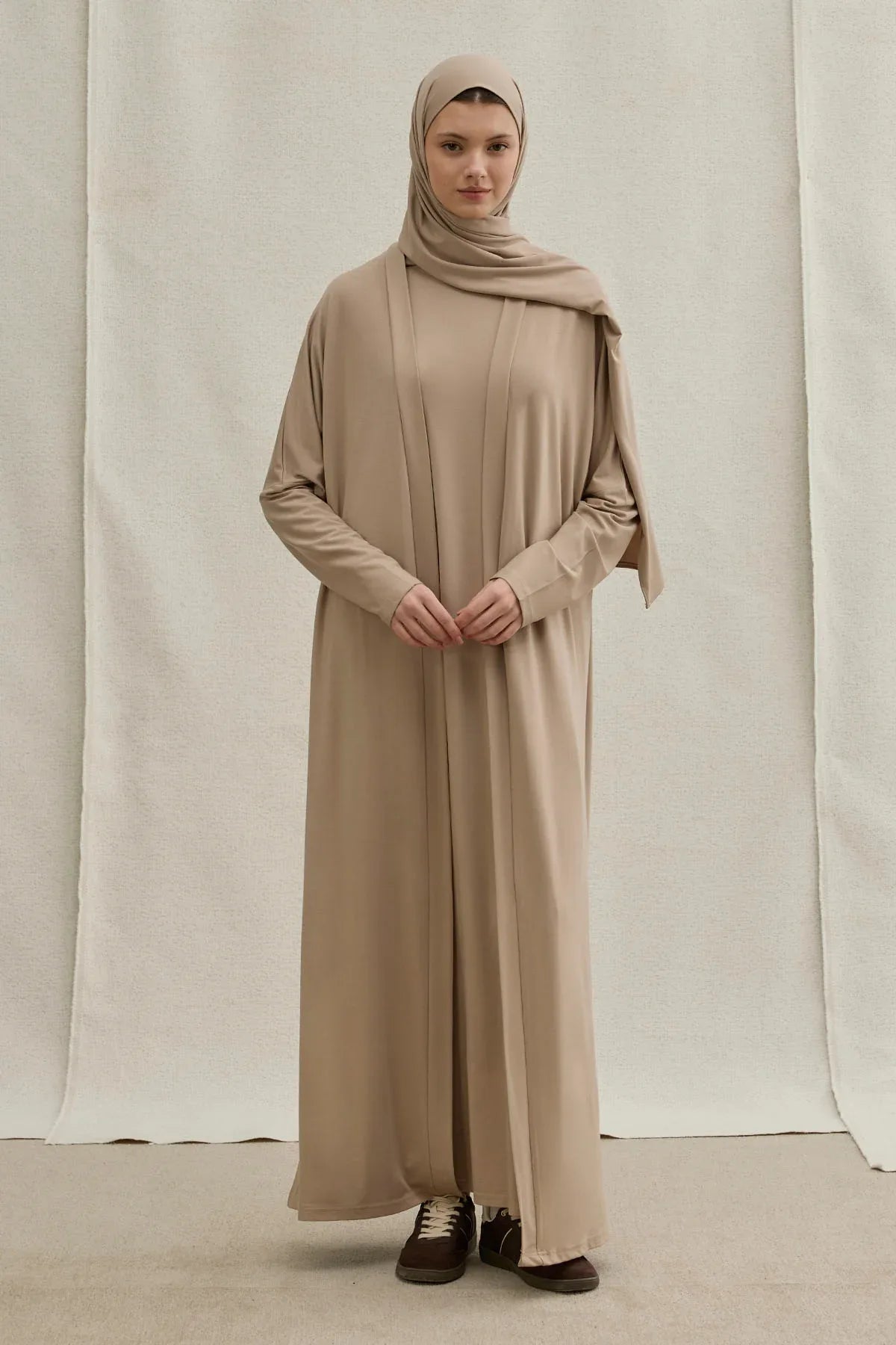 Active Modest Sport Mink Two-Piece Abaya Set