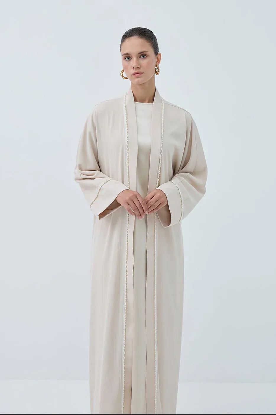 İnci Şerit İşlemeli Nida Abaya - VIADEL Atelier